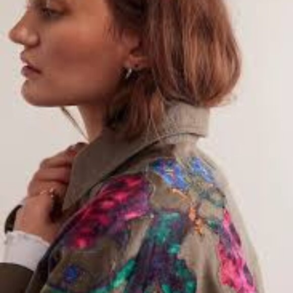 Free People We The Free Velvet Rose Green Button-Up Shirt Size XL - Picture 3 of 5